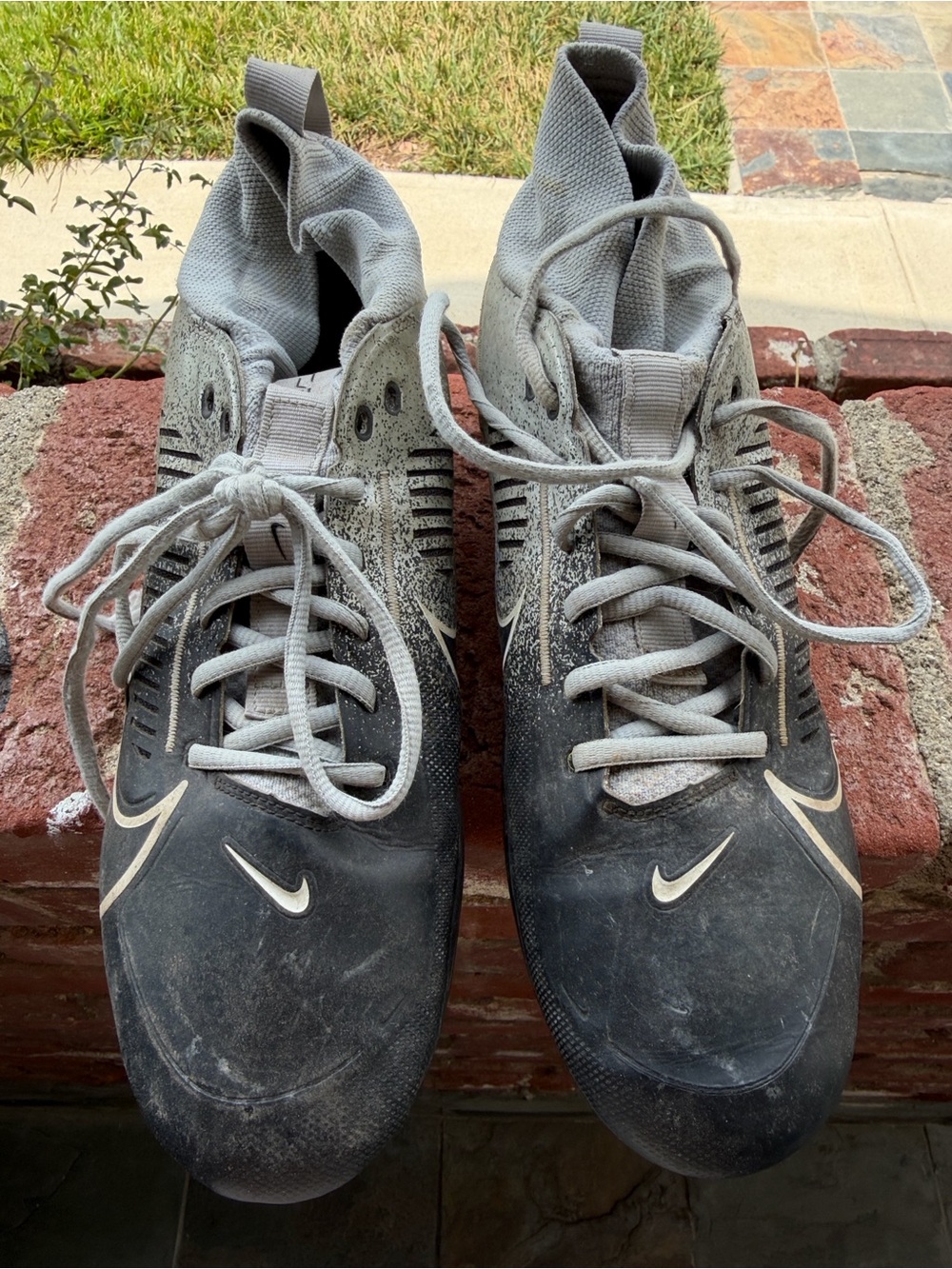 Nike Black and Gray High-Top Football Cleats